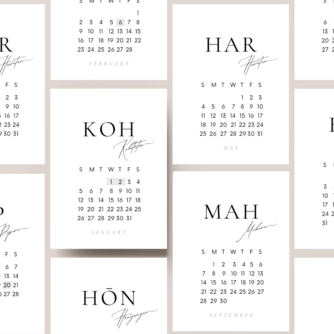 2025 Māori Calendar Cards + Stand